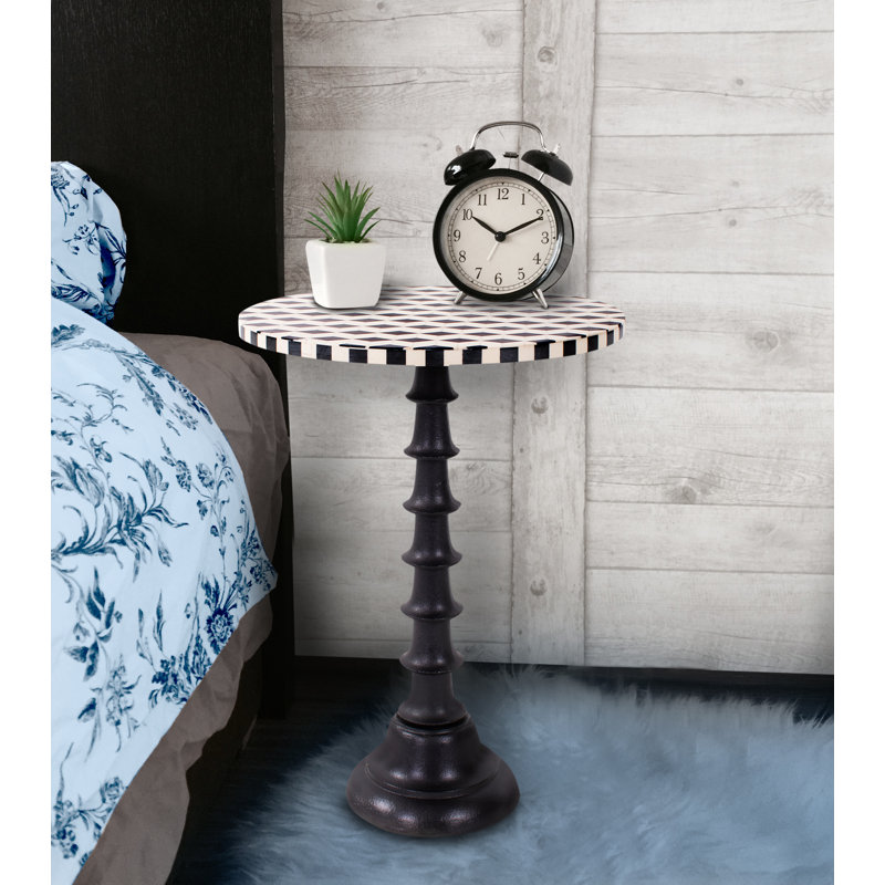 Metal pedestal end table sales